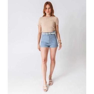 Imagem de Short Jeans Feminino Cintura Alta Azul-87039 - UBER JEANS, Jeans azul,