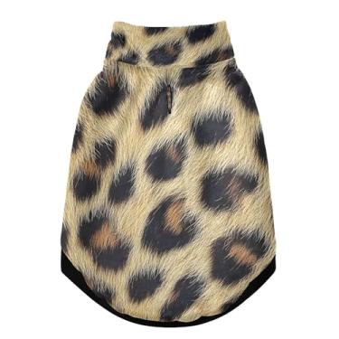 Imagem de SEHANY Casaco de cachorro marrom com estampa de leopardo para cães pequenos, superquente à prova de vento, jaqueta de inverno macia e aconchegante para clima de neve fria com coleira para animais de