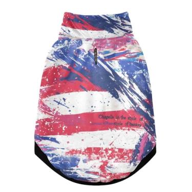 Imagem de SEHANY Casaco de cachorro com bandeira americana para cães pequenos, superquente, à prova de vento, jaqueta macia e aconchegante para animais de estimação, moletom para clima frio na neve com furo de