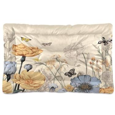 Imagem de SEHANY Cama para cães e gatos com flores silvestres coloridas com fundo antiderrapante, cama de canil, colchão macio para animais de estimação, lavável para cães pequenos, médios e grandes, gatos, 91