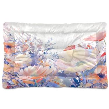 Imagem de SEHANY Cama para cães e gatos com flores silvestres coloridas com fundo antiderrapante, cama de canil, colchão macio para animais de estimação, lavável para cães pequenos, médios e grandes, gatos