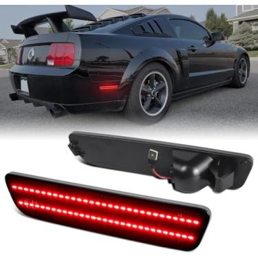 Imagem de 2 peças de luzes de LED vermelhas para Ford Mustang 2005-2009 refletores de sinal, para-choque traseiro, lentes fumadas, LED de fileira dupla