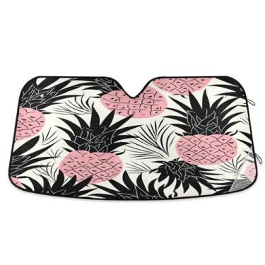 Imagem de ATTX Pára-brisas de carro padrão abacaxi 139.7 cm x 70.1 cm escudo solar universal com proteção UV, persiana de janela frontal automática dobrável para sedãs SUVs caminhões #295