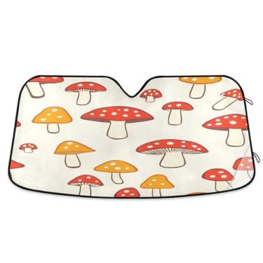 Imagem de ATTX Wild Mushrooms Para-brisa de carro 139.7 cm x 70.1 cm Protetor solar universal com proteção UV, persiana de janela frontal automática dobrável para caminhões Sedans SUVs #403