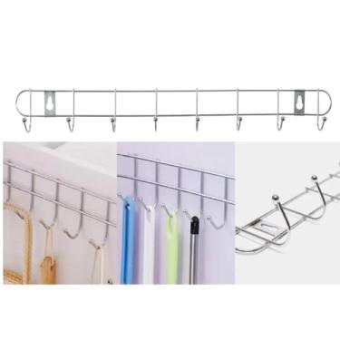 Imagem de CABIDEIRO DE PAREDE GRANDE 10 GANCHOS SUPORTE MULTIUSO ORGANIZADOR GUARDA ROUPA LAVANDERIA BANHEIRO COZINHA PENDURAR UTENSILIO