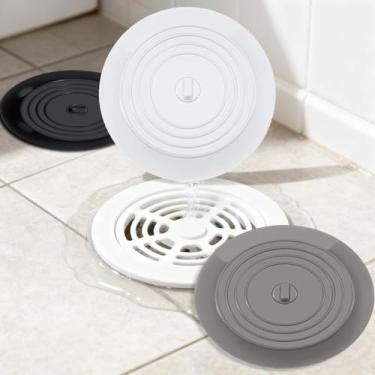 Imagem de 3 peças de tampa de drenagem de ventosa redonda, 15 cm, adequado para pias de cozinha, banheiros e outros lugares, para drenar o bloqueio de tubos (branco, cinza, preto)