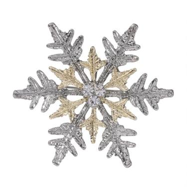 Imagem de Broche exclusivo de floco de neve para mulheres, meninas, homens, strass, flor, inverno, férias, dourado, prateado, alfinetes, lapela moderna, para vestido, terno, roupas, decoração, broches, joias