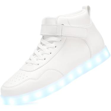 Imagem de APTESOL Tênis unissex de LED High Top Light Up para mulheres e homens, Branco, 10 Women/8.5 Men