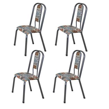 Imagem de Kit 04 Cadeiras para Sala de Jantar Fortaleza Prata Martelado