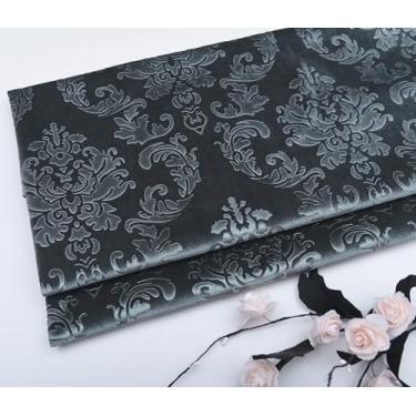 Imagem de JUANJUAN Tecido de veludo macio por metro 145 cm 57'' de largura, material de veludo em relevo floral tecido de cortina para artesanato de costura, almofada, móveis (tamanho: 1 m/39,3 polegadas, cor