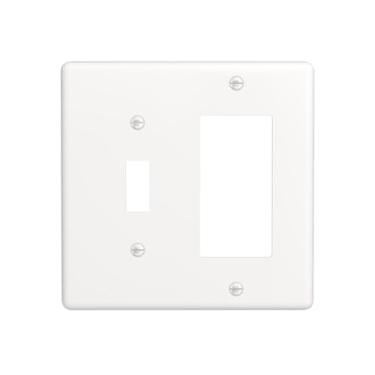 Imagem de WUYOCHA Capas decorativas Cholk White 2 Gang Light Switch Cover Plate Single Toggle 1 Rocker Wall Plates para tomadas elétricas, capas de placa de interruptor para quarto, cozinha, decoração de casa