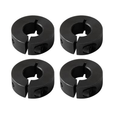 Imagem de (Pacote com 4) Colar de eixo furo de 3,5 cm, colares de fixação de parafuso de fixação de aço 1045, diâmetro de 6,5 cm, espessura de 1,27 cm, com parafusos de ajuste M4