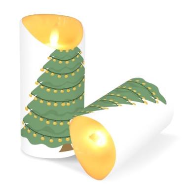 Imagem de ATTX Pacote com 2 velas de árvore de Natal sem chamas – Velas LED de 7,6 cm x 15 cm com controle remoto e temporizador para casa, casamento, decoração de acampamento #126