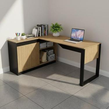 Imagem de Mesa em L com Nicho Armário e Porta Correr Me4201 - Tecno Mobili