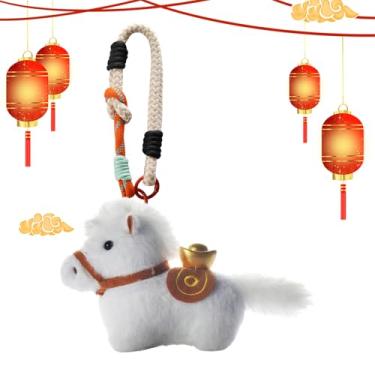 Imagem de Animal de Pelúcia em Forma de Cavalo,Pendente de Boneca Cavalo Macia,com Chaveiro de Pelúcia e Cordão | para Adultos e Crianças Aniversário Natal Ano Novo 2026 Festa Mochila