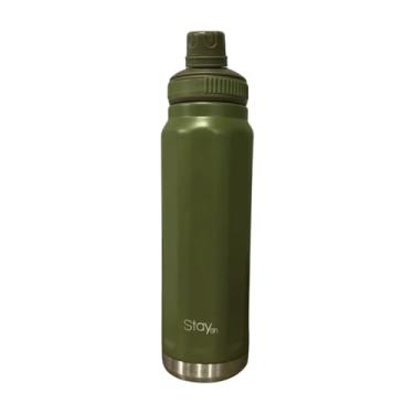 Imagem de Garrafa Térmica StayON Chicago 750ml – Aço Inox 304, Parede Dupla, Gelado por 24h, Tampa Antivazamento, Acabamento Premium, Livre de BPA – Ideal para Academia, Trabalho e Dia a Dia (Verde Militar)