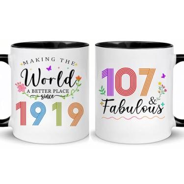 Imagem de Choinn 1919 Presentes de aniversário de 107 anos para mulheres e homens, presente de aniversário de 107 anos, caneca de café para mãe, pai, avó, vovô, ideias de presentes de aniversário de 107 anos