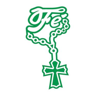 Imagem de Adesivo Fé com Terço Cristão Decoração para parede, notebook, carros, caminhão vários tamanhos e cores (VERDE, 57X101CM)