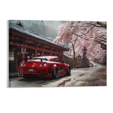 Imagem de HouLaiZhe Carro esportivo modificado R35 flores de cerejeira pôsteres fixes parede estética sala decoração de parede impressões galeria sala decoração de parede para quarto sala de estar escritório 11