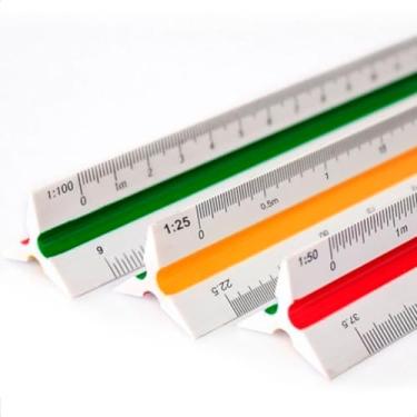 Imagem de Escalímetro 30 cm N 1 Régua Triangular Escala Desenho Técnico Com Capa
