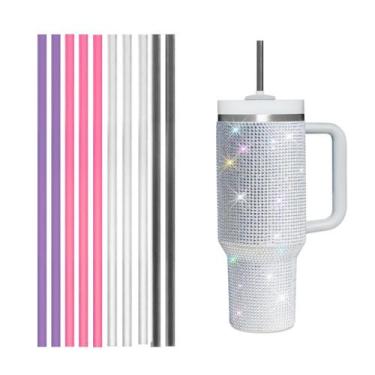 Imagem de 10 Canudo Reutilizavel Compativel Para Copo Com Strass 31cm - DB, Sort