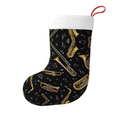 Imagem de SKKNT Meias de Natal com impressão de instrumentos musicais, decoração de Natal, casa, festa, escritório, férias, lareira, meias suspensas