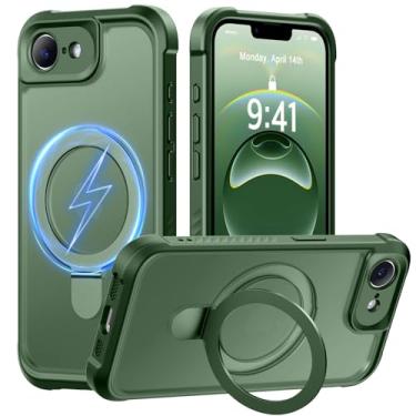 Imagem de MOCCA Capa projetada para iPhone 16e com suporte magnético invisível [proteção total da câmera] [compatível com Magsafe] Capa para celular à prova de choque translúcida fosca à prova de choque de 6,1