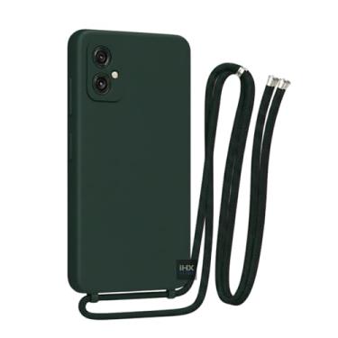 Imagem de Capa Case Capinha Para Motorola Moto G55 Silicone Com Cordão Alça De Pescoço Ajustável Veludo Premium (VERDE ESCURO)