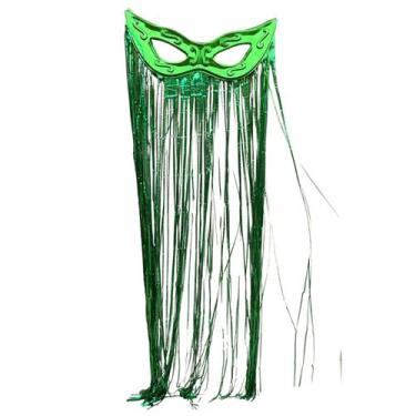 Imagem de Kit C 1 Cortina 1 Máscara Grande Verde Plástico Carnaval - sm decora