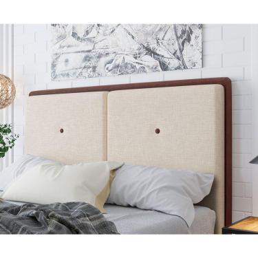 Imagem de Cabeceira Estofada Casal 140 Cm Coral Linho Bege