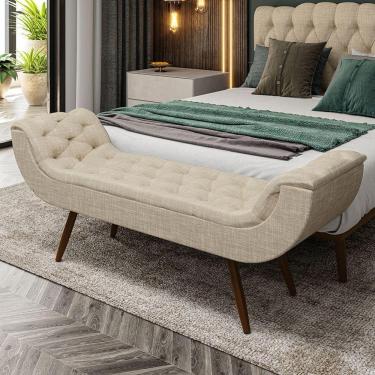 Imagem de Recamier Puff Estofado King 195 Cm Drusa Linho Bege