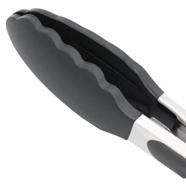 Imagem de Pegador de Aço com Ponta Silicone Cinza Multiuso Pinça 27cm