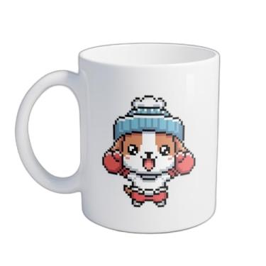 Imagem de Caneca Xícara de Café Porcelana 300ml Com Desenho Cachorro Fantasia Boxe