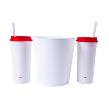 Imagem de Cinema em Casa com Estilo-Kit Pipoca 3L com 2 Copos 650ml Eu Amo Você