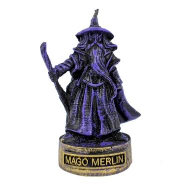Imagem de Escultura Estatueta Mago Merlin Bruxo 8cm em Resina