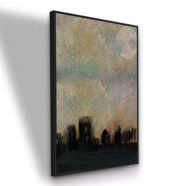 Imagem de Quadro tecido Canvas Desenho Abstrato Cidade de Fumaça 120x80 com Moldura