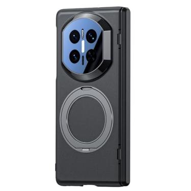 Imagem de HAOMRIYL Capa para Huawei Mate X7, suporte de suporte de anel oculto dobrável capa traseira magnética fina para câmera de PC à prova de choque, preta, Mate X7