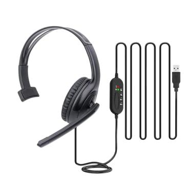 Imagem de BaotyJie Fone de ouvido USB com microfone, modelo único, profissional, leve e, com fio, para call center, com cancelamento de ruído eletrônico (ENC)