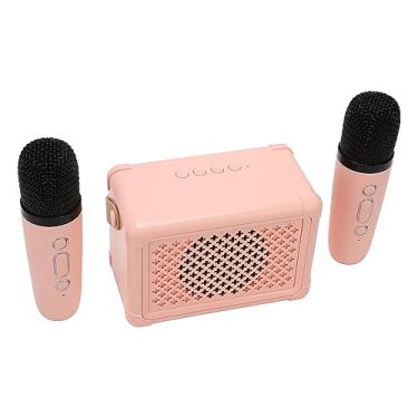 Imagem de Generic Máquina de karaokê, Mini Som Estéreo Portátil, Alto-falante, Conjunto de Microfone 5.0 para Festa, Sala de Estar para Adultos (Rosa)