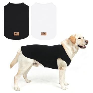 Imagem de KOOLTAIL Roupas para meninos para cães grandes, pacote com 2 camisetas quentes de algodão outono/inverno para uso ao ar livre, proteção UV e contra insetos, colete regata leve e antiqueda de cabelo
