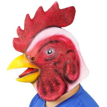 Imagem de Máscara de cabeça de frango adulto engraçado máscara de galo para fantasia de Halloween festa carnaval adereço