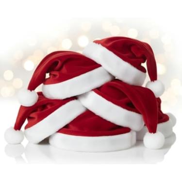 Imagem de KIT 5 Touca Natalina Gorro Papai Noel Natal Veludo 23x34cm