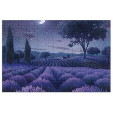 Imagem de Quebra-cabeças para adultos com campo de lavanda 1000 peças, presentes de elefante branco, engraçados, flores e animais