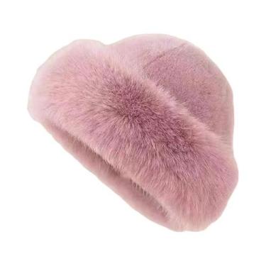 Imagem de Gorros Femininos Quentes E Peludos Estilo Coreano Cor Sólida Outono In