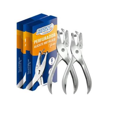 Imagem de Kit 2 Alicates Furador Perfurador Papel Eva Circulo 6mm BRW, Prata