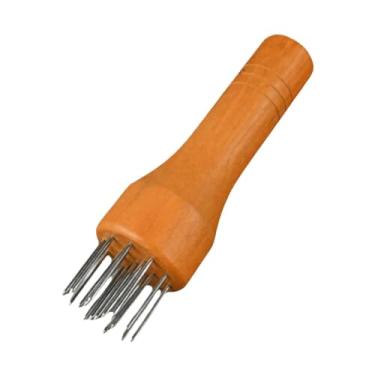 Imagem de ＫＬＫＣＭＳ Amaciador de carne com pontas de aço inoxidável, utensílio de cozinha manual e portátil com cabo de madeira para amaciar peixe e carne bovina.