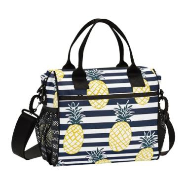 Imagem de GAIGEO Lancheira térmica Earth Tree com alças, lancheira grande com bolsos, lancheira para mulheres para o trabalho, M