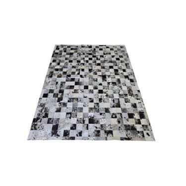Imagem de Tapete De Couro Natural Premium Placas 10x10cm (Cinza Salino Preto)