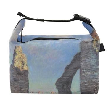Imagem de TSENQUE Claude Monet Cliffs Etretat Painting Lancheira para mulheres, lancheira portátil, lancheira para trabalho, linda bolsa térmica para adultos