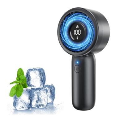 Imagem de Ventilador portátil - Ventilador turbo portátil com cordão, ventos de 5 velocidades, visor de LED, alimentado por bateria recarregável, mini ventiladores pessoais de bolso para atividades ao ar livre